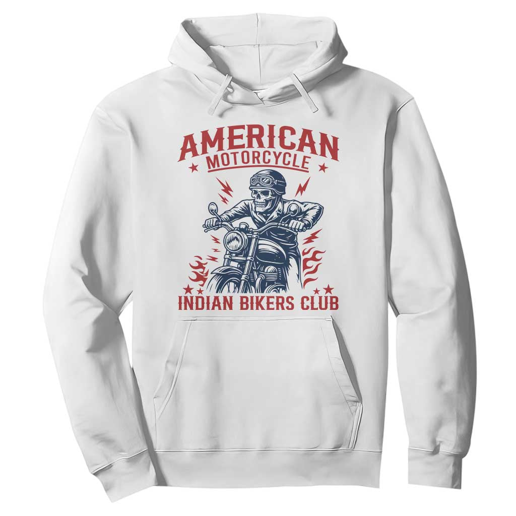 Funny Skeleton Motorcycle Hoodie American Motorcycle Indian Bikers Club TS14 White Print Your Wear