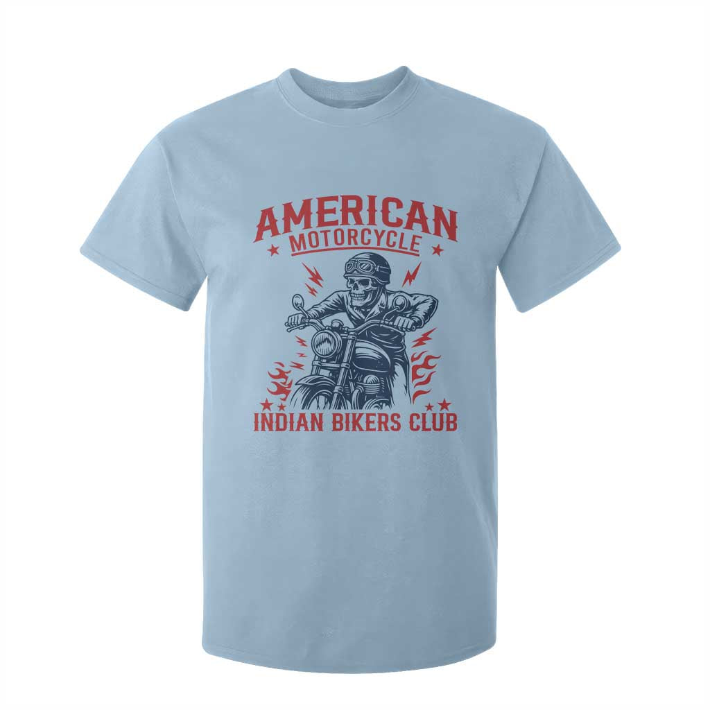 Funny Skeleton Motorcycle T Shirt For Kid American Motorcycle Indian Bikers Club TS14 Light Blue Print Your Wear