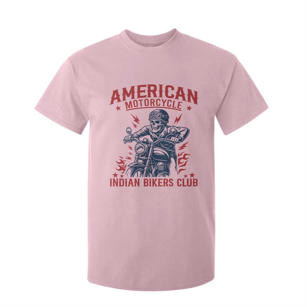 Funny Skeleton Motorcycle T Shirt For Kid American Motorcycle Indian Bikers Club TS14 Light Pink Print Your Wear