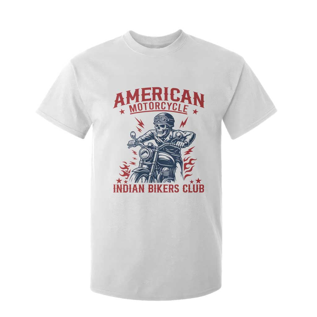 Funny Skeleton Motorcycle T Shirt For Kid American Motorcycle Indian Bikers Club TS14 White Print Your Wear