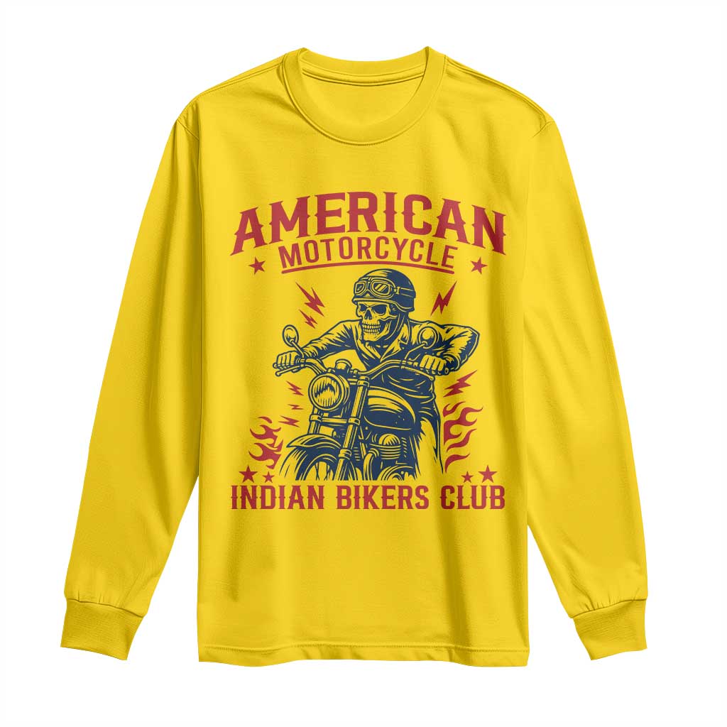 Funny Skeleton Motorcycle Long Sleeve Shirt American Motorcycle Indian Bikers Club TS14 Daisy Print Your Wear