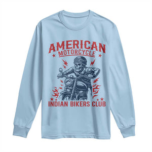 Funny Skeleton Motorcycle Long Sleeve Shirt American Motorcycle Indian Bikers Club TS14 Light Blue Print Your Wear