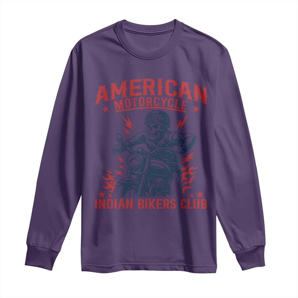 Funny Skeleton Motorcycle Long Sleeve Shirt American Motorcycle Indian Bikers Club TS14 Purple Print Your Wear