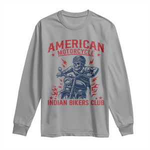 Funny Skeleton Motorcycle Long Sleeve Shirt American Motorcycle Indian Bikers Club TS14 Sport Gray Print Your Wear