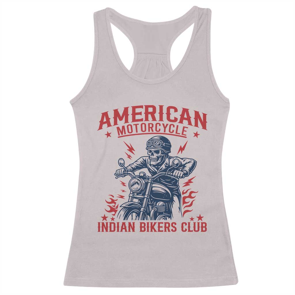Funny Skeleton Motorcycle Racerback Tank Top American Motorcycle Indian Bikers Club TS14 Ice Gray Print Your Wear