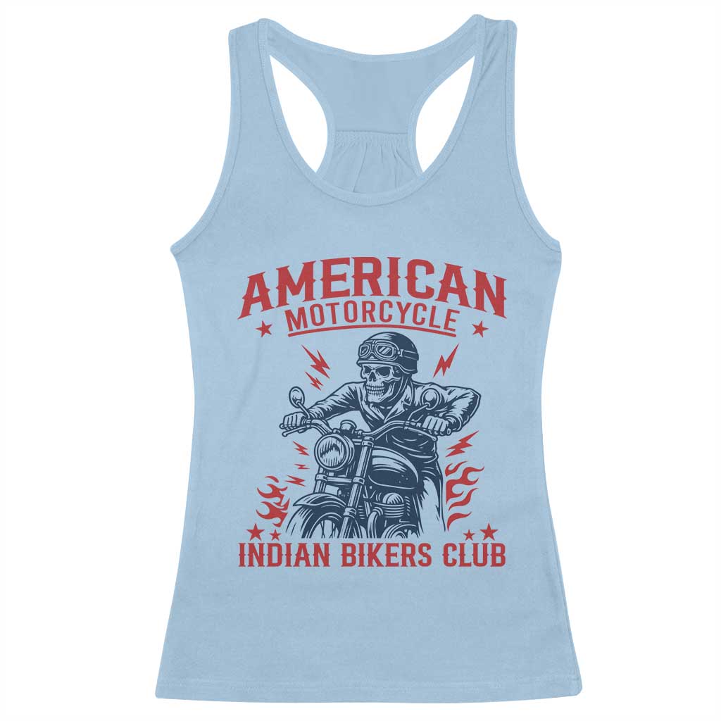 Funny Skeleton Motorcycle Racerback Tank Top American Motorcycle Indian Bikers Club TS14 Light Blue Print Your Wear