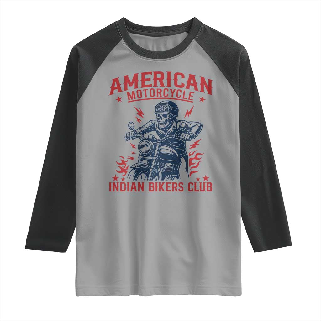 Funny Skeleton Motorcycle Raglan Shirt American Motorcycle Indian Bikers Club TS14 Sport Gray Black Print Your Wear