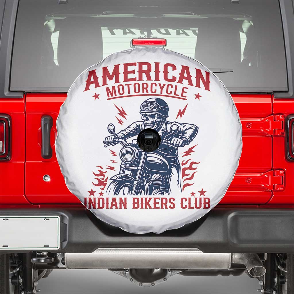 Funny Skeleton Motorcycle Spare Tire Cover American Motorcycle Indian Bikers Club TS14 White Print Your Wear