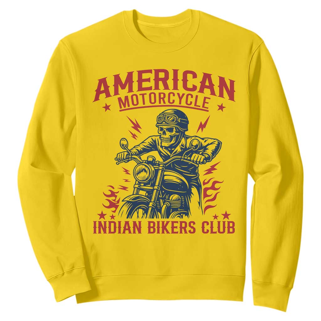 Funny Skeleton Motorcycle Sweatshirt American Motorcycle Indian Bikers Club TS14 Daisy Print Your Wear