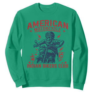 Funny Skeleton Motorcycle Sweatshirt American Motorcycle Indian Bikers Club TS14 Irish Green Print Your Wear
