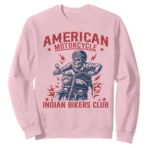 Funny Skeleton Motorcycle Sweatshirt American Motorcycle Indian Bikers Club TS14 Light Pink Print Your Wear