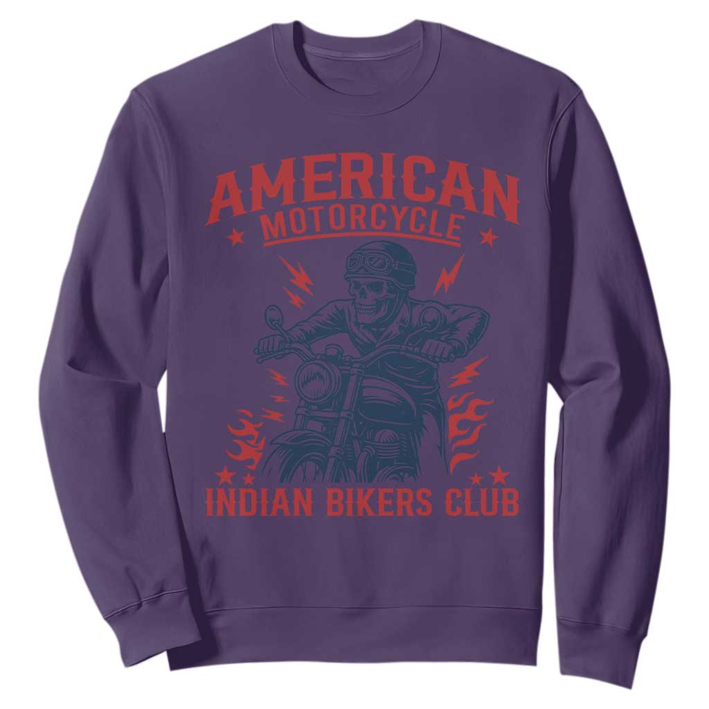 Funny Skeleton Motorcycle Sweatshirt American Motorcycle Indian Bikers Club TS14 Purple Print Your Wear