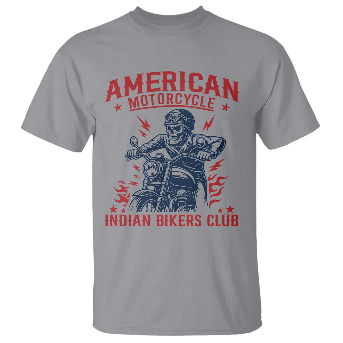 Funny Skeleton Motorcycle T Shirt American Motorcycle Indian Bikers Club TS14 Sport Gray Print Your Wear