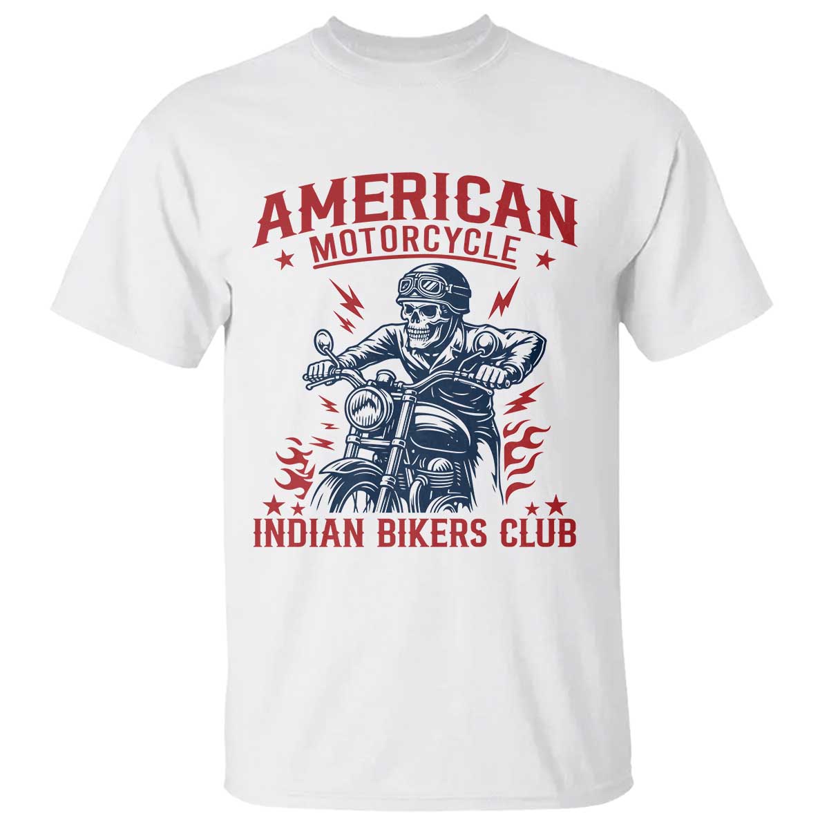 Funny Skeleton Motorcycle T Shirt American Motorcycle Indian Bikers Club TS14 White Print Your Wear