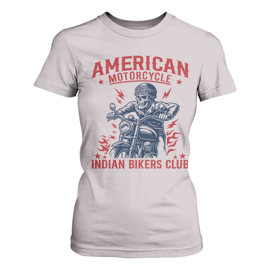 Funny Skeleton Motorcycle T Shirt For Women American Motorcycle Indian Bikers Club TS14 Ice Gray Print Your Wear