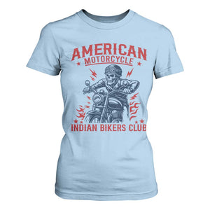 Funny Skeleton Motorcycle T Shirt For Women American Motorcycle Indian Bikers Club TS14 Light Blue Print Your Wear
