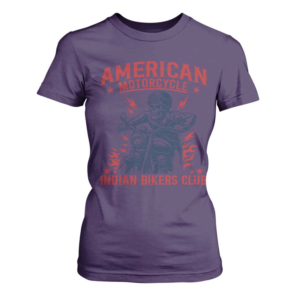 Funny Skeleton Motorcycle T Shirt For Women American Motorcycle Indian Bikers Club TS14 Purple Print Your Wear