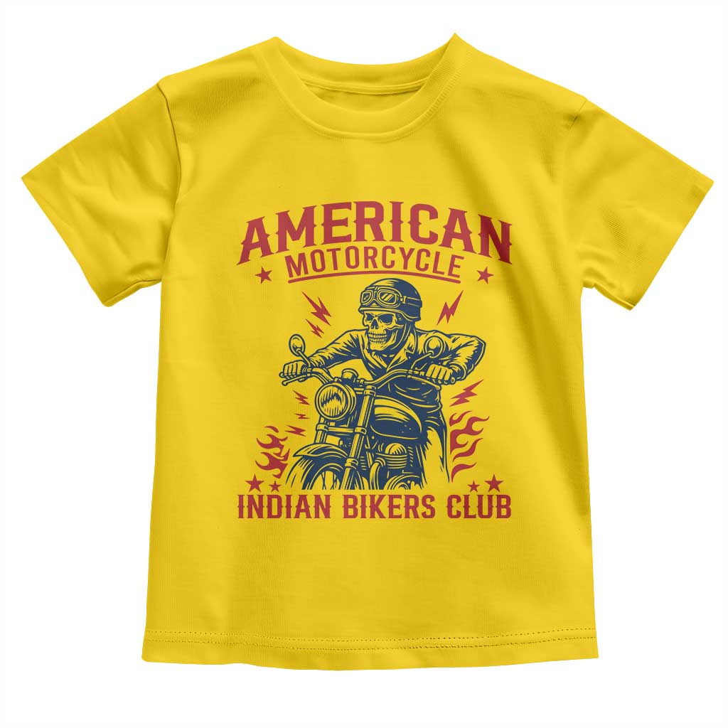 Funny Skeleton Motorcycle Toddler T Shirt American Motorcycle Indian Bikers Club TS14 Daisy Print Your Wear