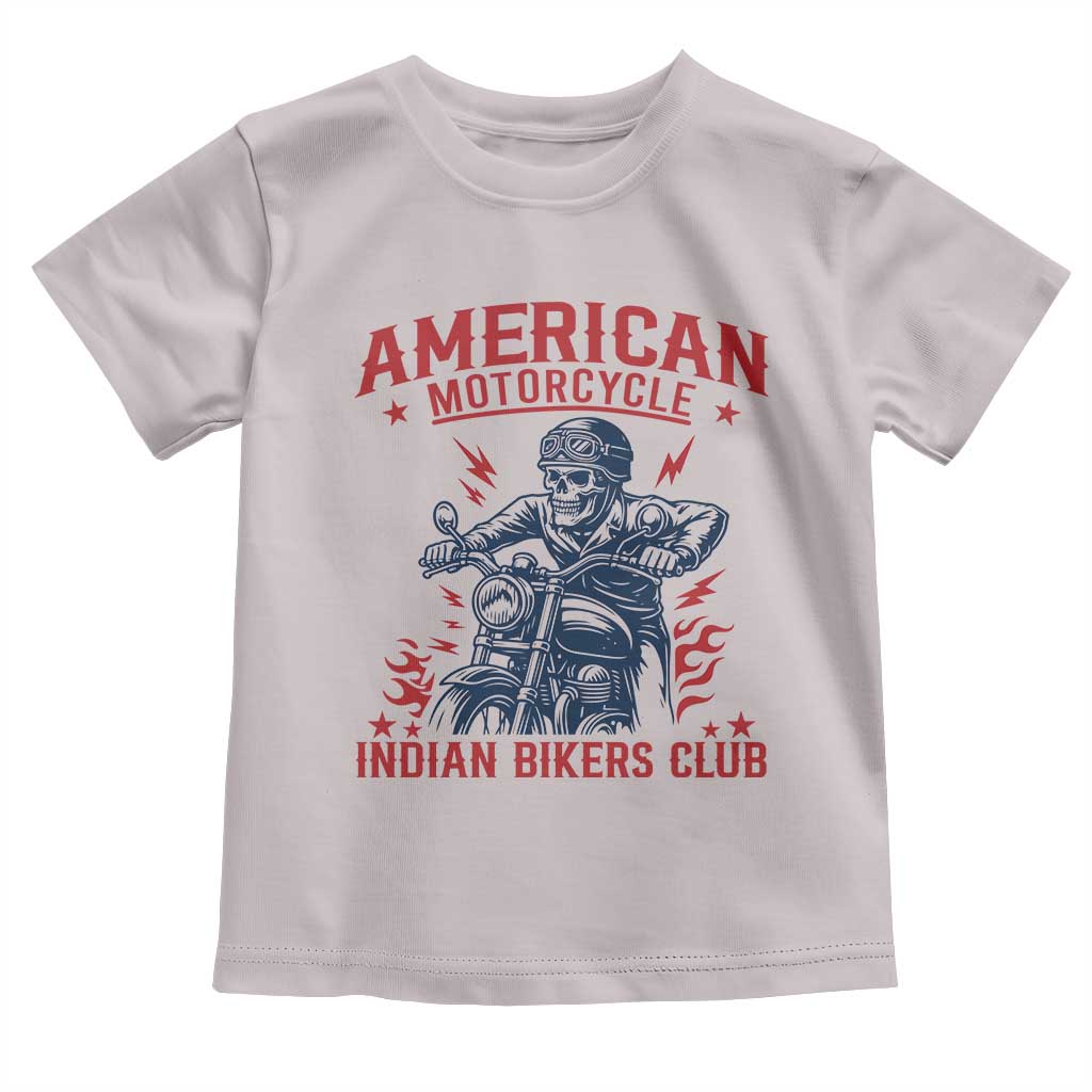 Funny Skeleton Motorcycle Toddler T Shirt American Motorcycle Indian Bikers Club TS14 Ice Gray Print Your Wear