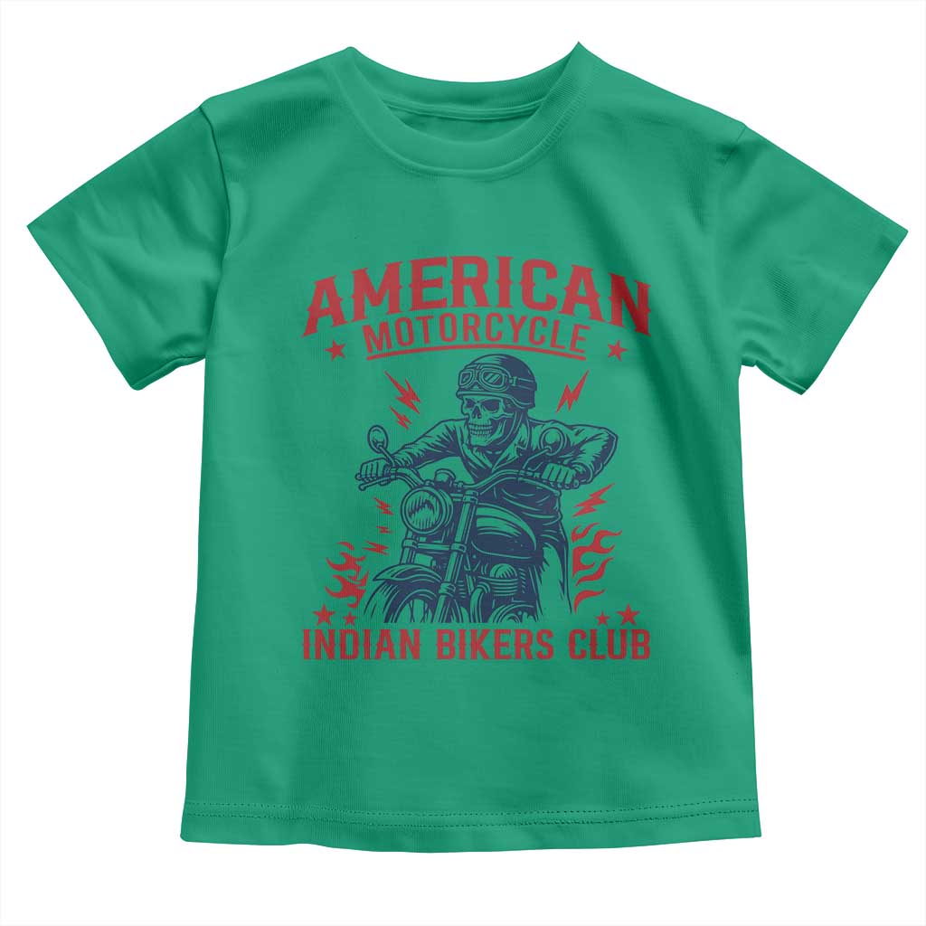 Funny Skeleton Motorcycle Toddler T Shirt American Motorcycle Indian Bikers Club TS14 Irish Green Print Your Wear