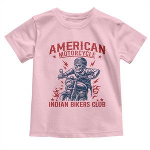 Funny Skeleton Motorcycle Toddler T Shirt American Motorcycle Indian Bikers Club TS14 Light Pink Print Your Wear