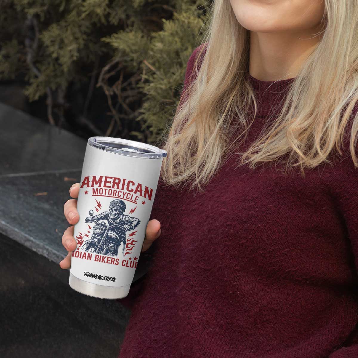 Funny Skeleton Motorcycle Tumbler Cup American Motorcycle Indian Bikers Club TS14 Print Your Wear