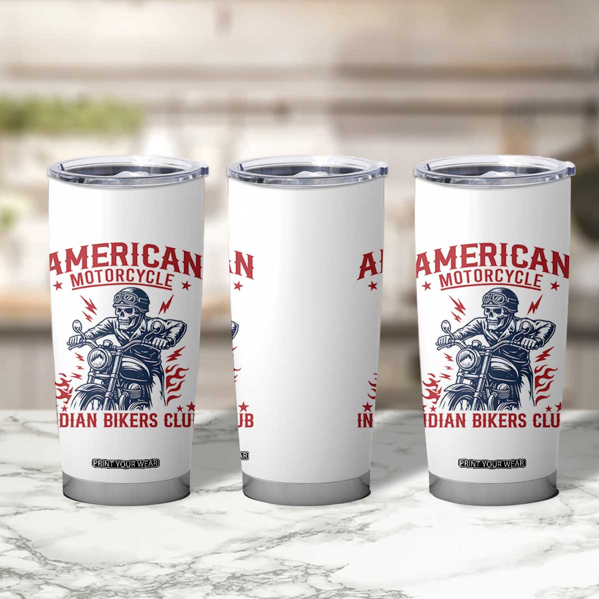 Funny Skeleton Motorcycle Tumbler Cup American Motorcycle Indian Bikers Club TS14 Print Your Wear