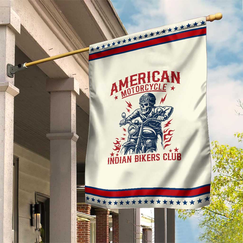 Funny Skeleton Motorcycle Garden Flag American Motorcycle Indian Bikers Club TS14 Modern Beige Red Print Your Wear