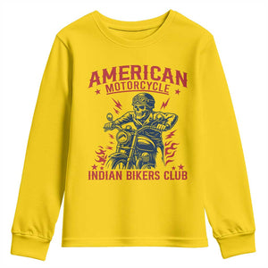 Funny Skeleton Motorcycle Youth Sweatshirt American Motorcycle Indian Bikers Club TS14 Daisy Print Your Wear