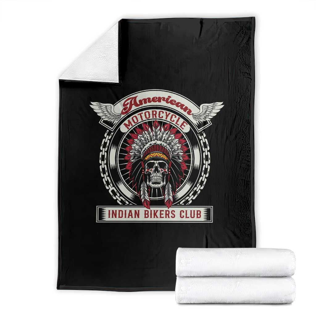 Native American Indian Chief Skull Motorcycle Headdress Throw Blanket TS14 Black Print Your Wear