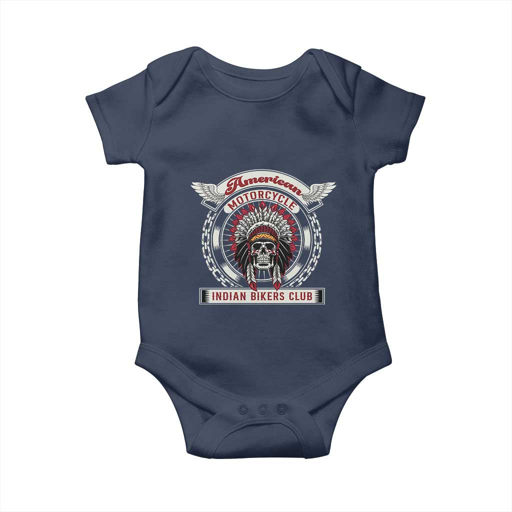 Native American Indian Chief Skull Motorcycle Headdress Baby Onesie TS14 Navy Print Your Wear