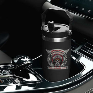 Native American Indian Chief Skull Motorcycle Headdress Flip Straw Tumbler TS14 Print Your Wear