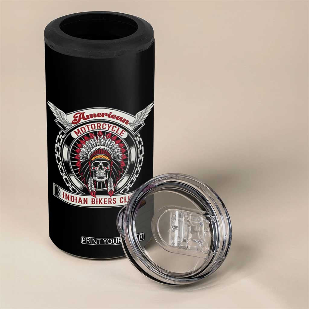 Native American Indian Chief Skull Motorcycle Headdress 4 in 1 Can Cooler Tumbler TS14 Print Your Wear