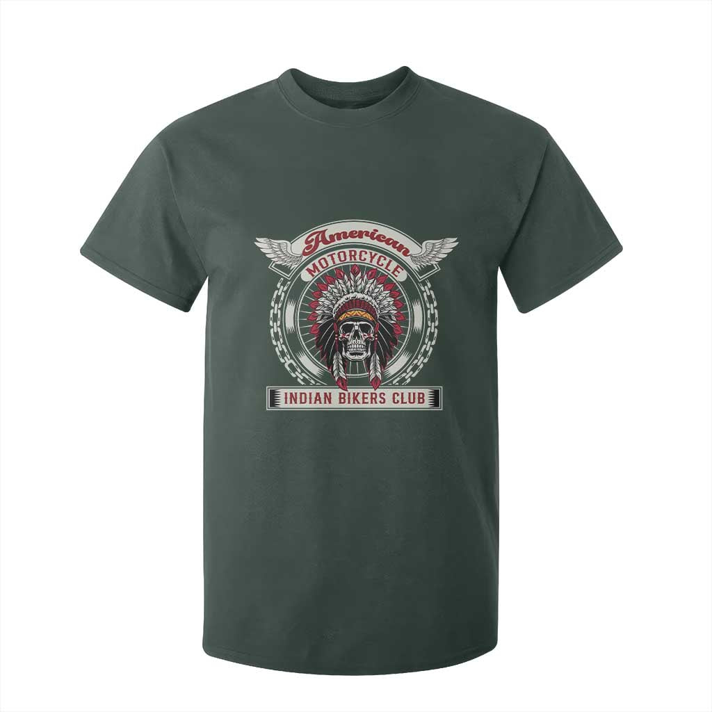 Native American Indian Chief Skull Motorcycle Headdress T Shirt For Kid TS14 Dark Forest Green Print Your Wear