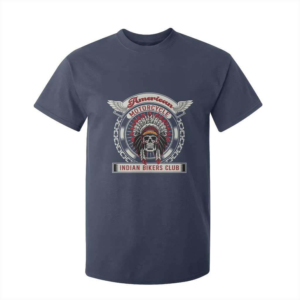 Native American Indian Chief Skull Motorcycle Headdress T Shirt For Kid TS14 Navy Print Your Wear