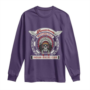 Native American Indian Chief Skull Motorcycle Headdress Long Sleeve Shirt TS14 Purple Print Your Wear