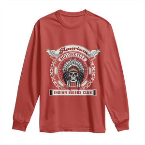 Native American Indian Chief Skull Motorcycle Headdress Long Sleeve Shirt TS14 Red Print Your Wear