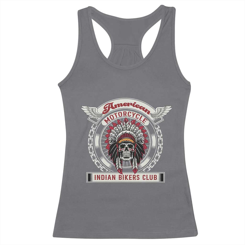 Native American Indian Chief Skull Motorcycle Headdress Racerback Tank Top TS14 Charcoal Print Your Wear