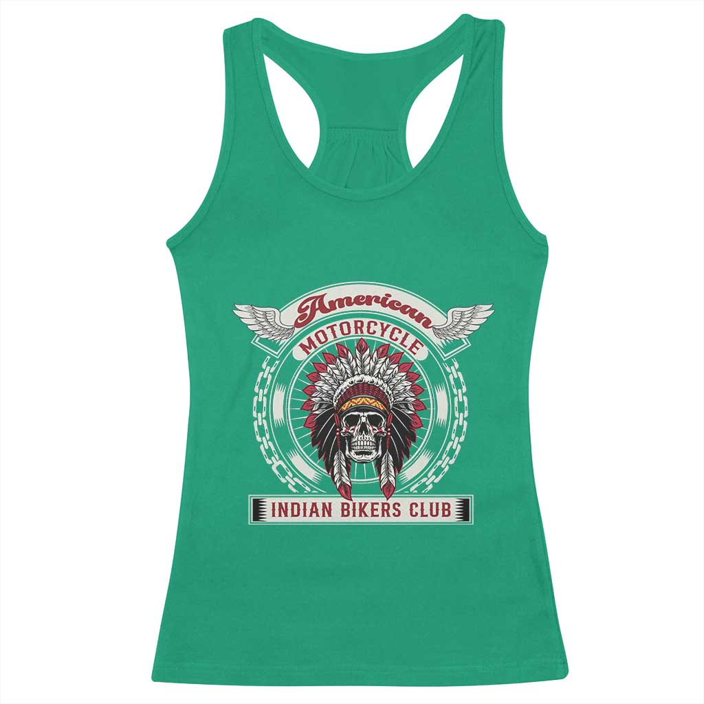 Native American Indian Chief Skull Motorcycle Headdress Racerback Tank Top TS14 Irish Green Print Your Wear