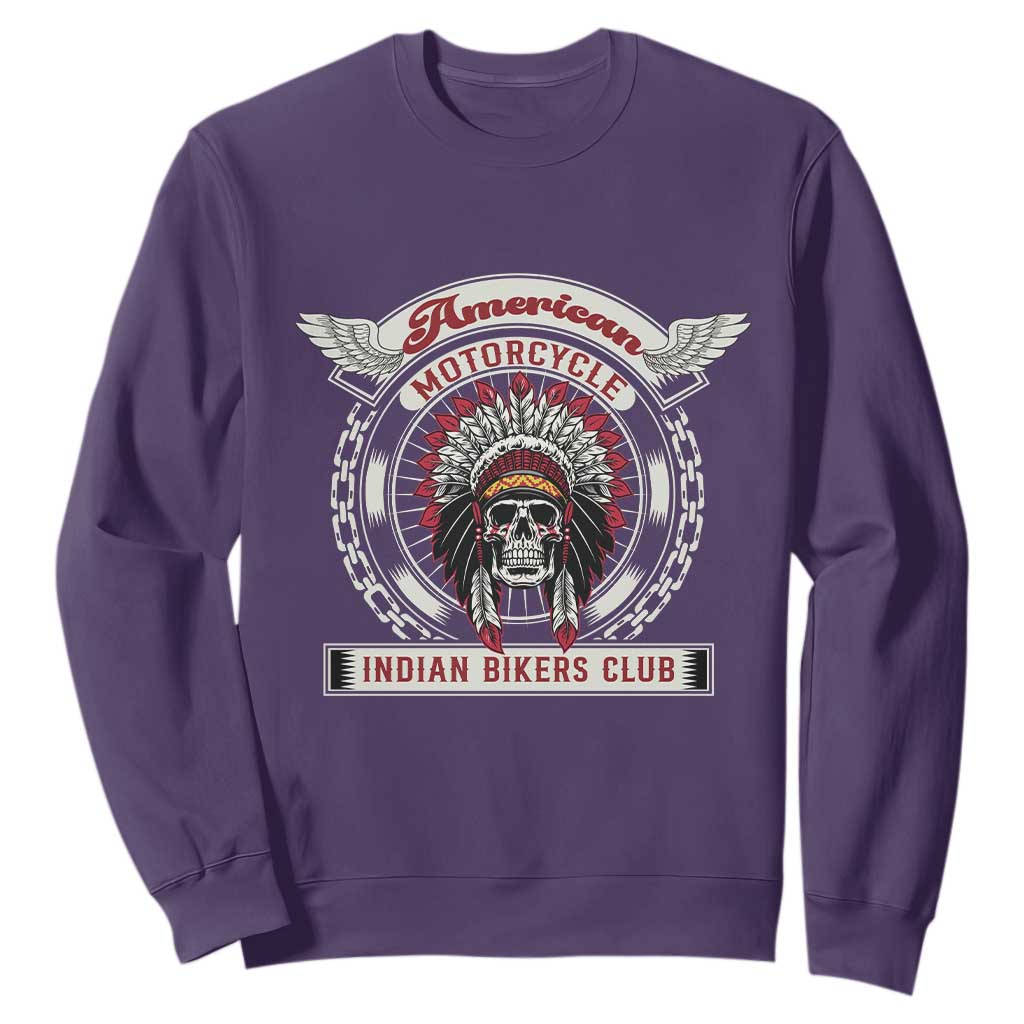 Native American Indian Chief Skull Motorcycle Headdress Sweatshirt TS14 Purple Print Your Wear