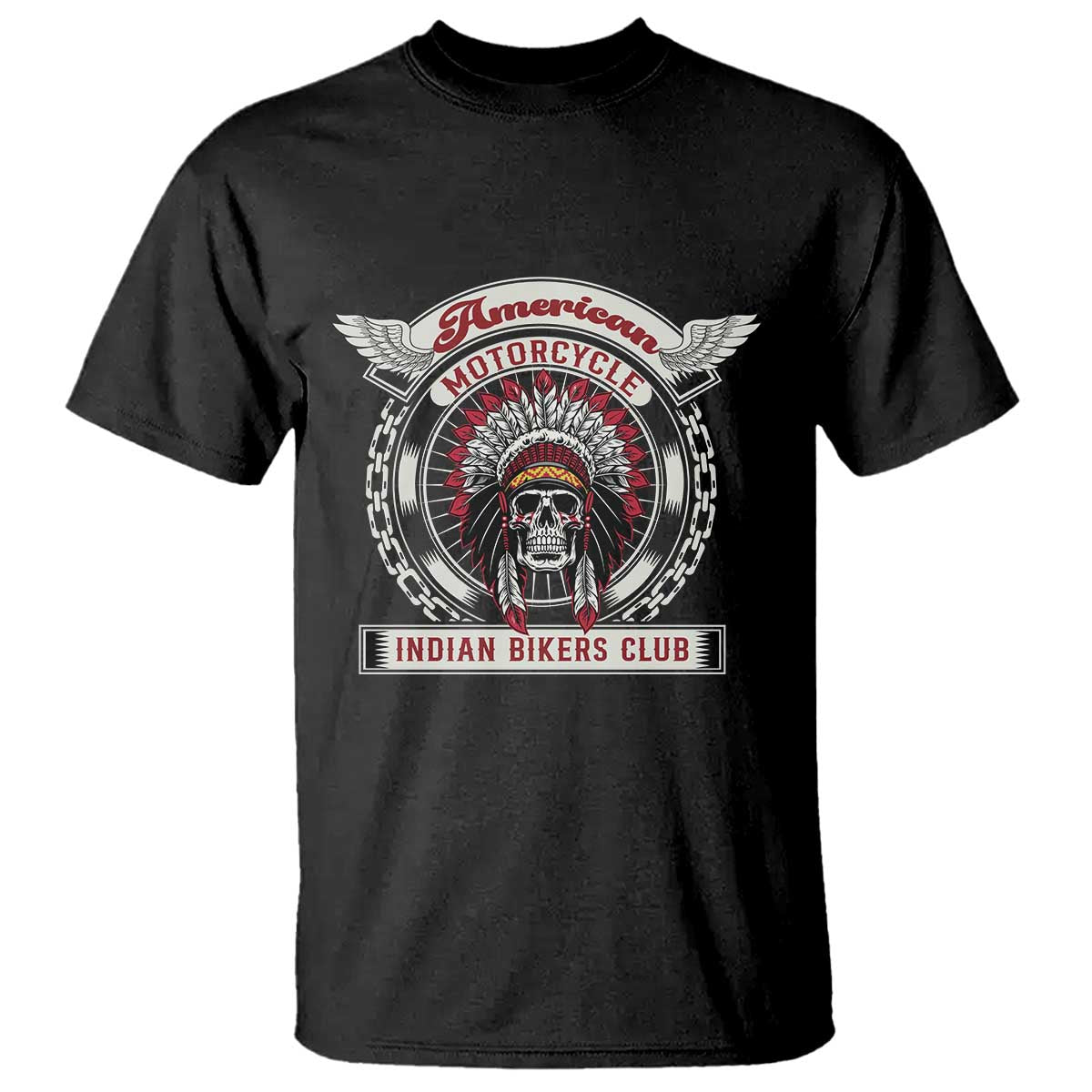 Native American Indian Chief Skull Motorcycle Headdress T Shirt TS14 Black Print Your Wear