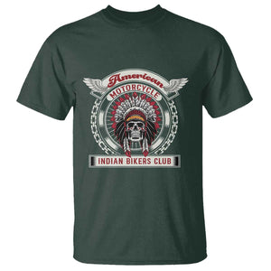 Native American Indian Chief Skull Motorcycle Headdress T Shirt TS14 Dark Forest Green Print Your Wear