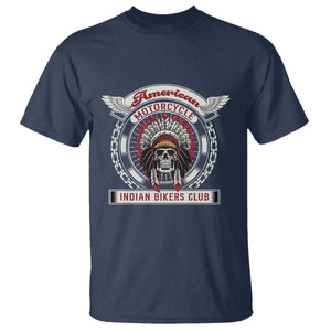 Native American Indian Chief Skull Motorcycle Headdress T Shirt TS14 Navy Print Your Wear