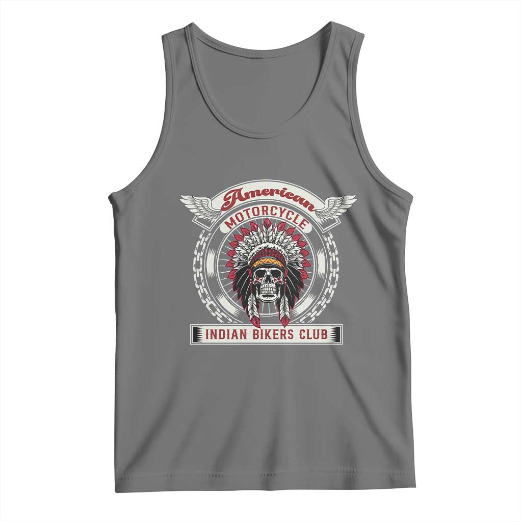 Native American Indian Chief Skull Motorcycle Headdress Tank Top TS14 Black Heather Print Your Wear