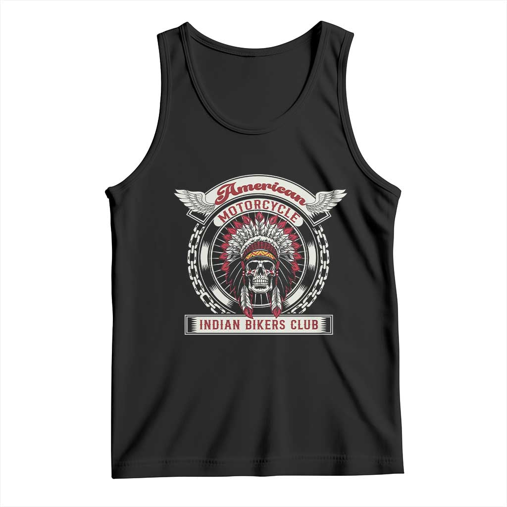 Native American Indian Chief Skull Motorcycle Headdress Tank Top TS14 Black Print Your Wear