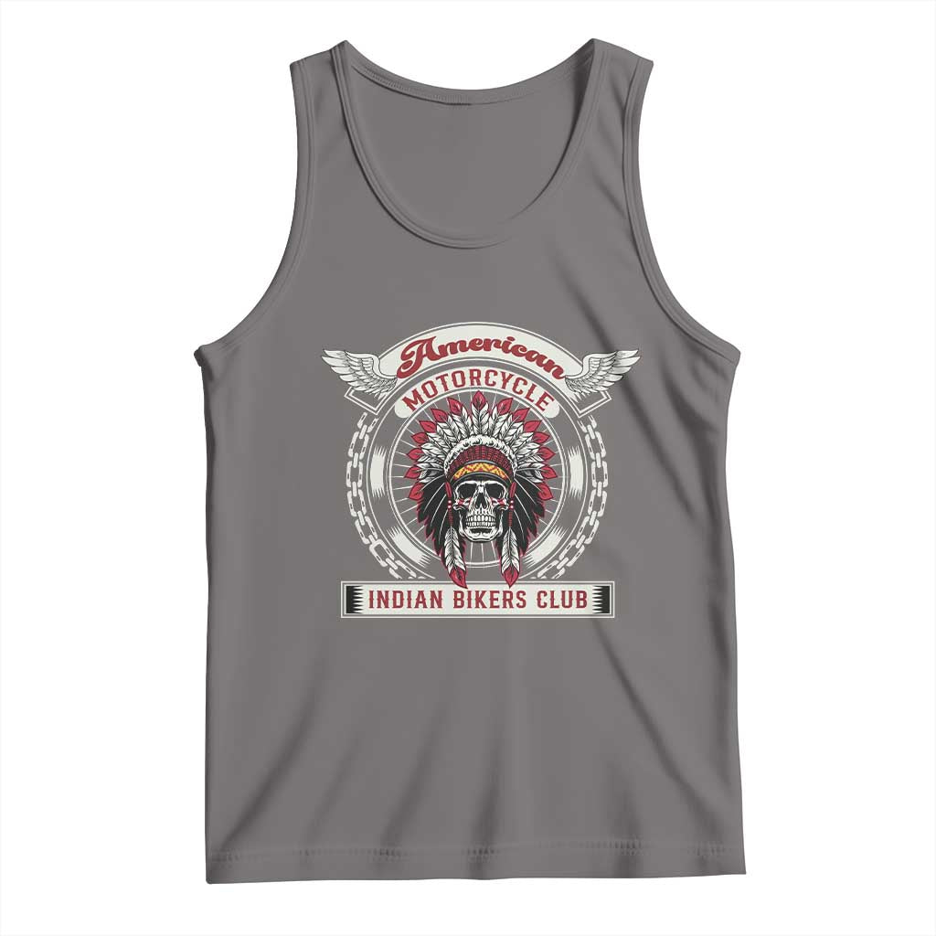 Native American Indian Chief Skull Motorcycle Headdress Tank Top TS14 Deep Heather Print Your Wear