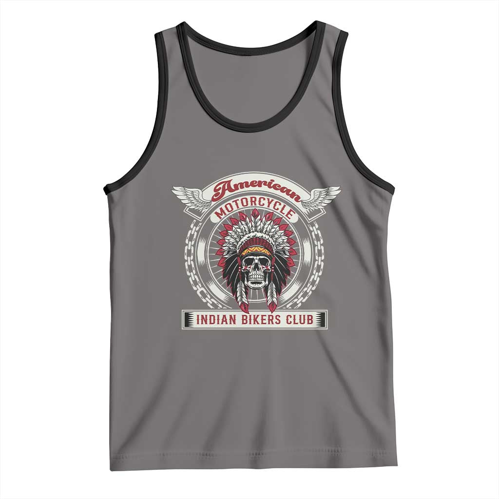 Native American Indian Chief Skull Motorcycle Headdress Tank Top TS14 Deep Heather Black Print Your Wear