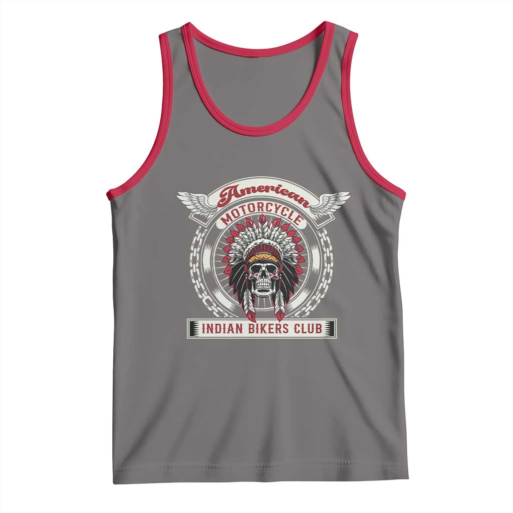 Native American Indian Chief Skull Motorcycle Headdress Tank Top TS14 Deep Heather Red Print Your Wear