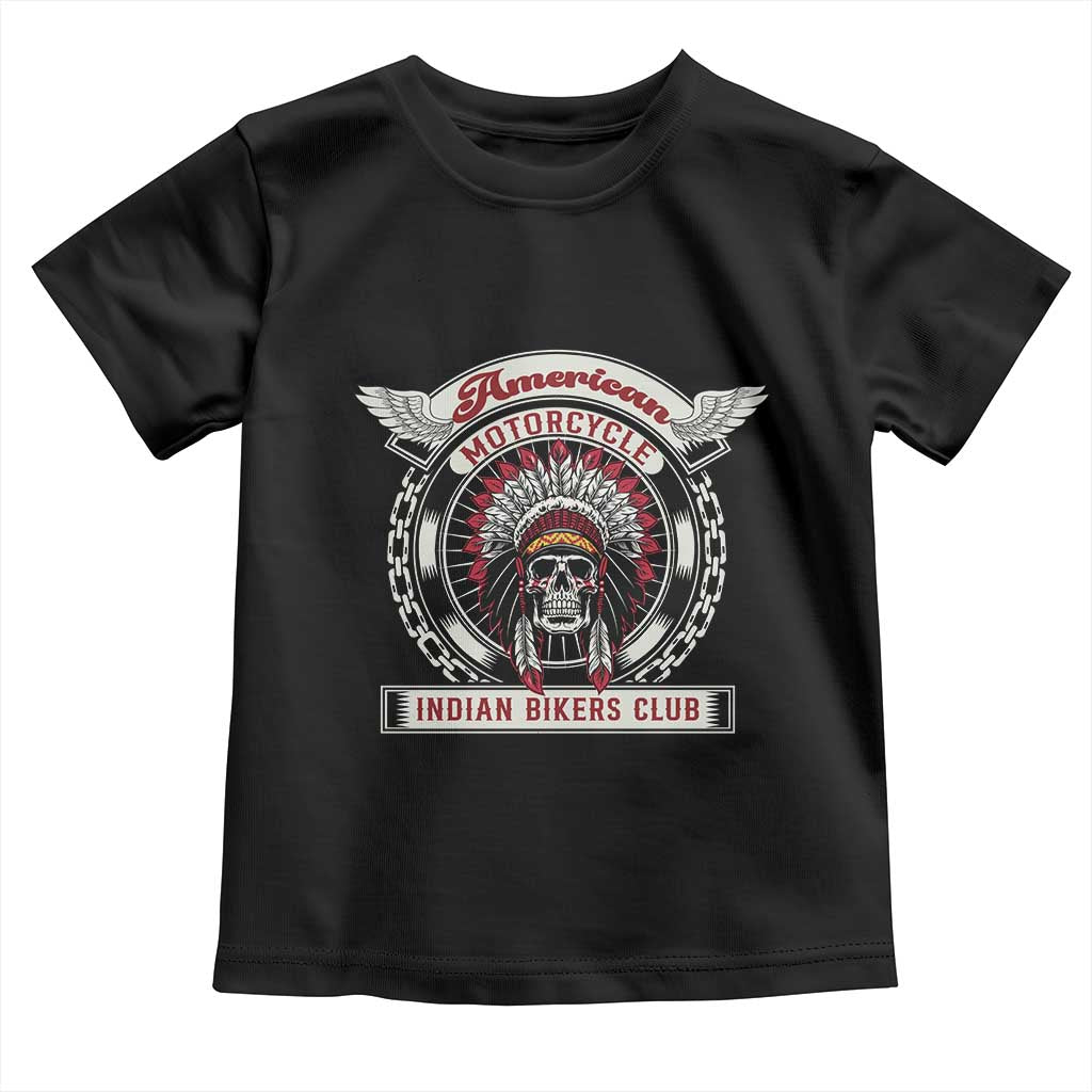 Native American Indian Chief Skull Motorcycle Headdress Toddler T Shirt TS14 Black Print Your Wear