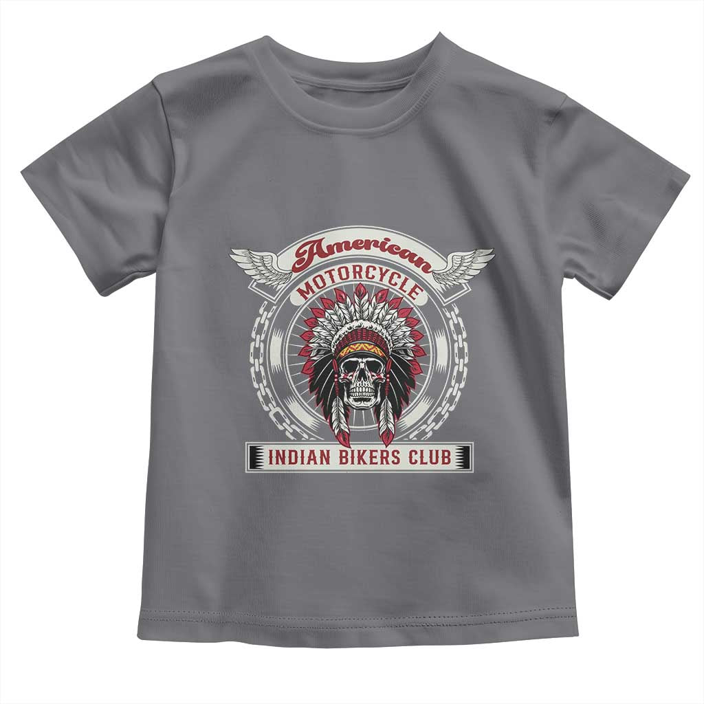 Native American Indian Chief Skull Motorcycle Headdress Toddler T Shirt TS14 Charcoal Print Your Wear